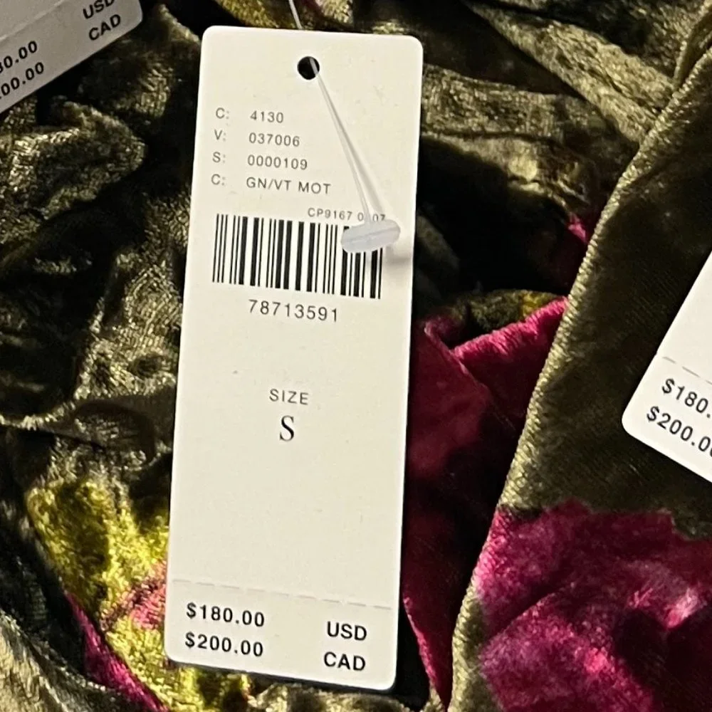 Anthropologie The Somerset Maxi Dress: Velvet Edition / GREEN MOTIF NWT - Picture 10 of 14